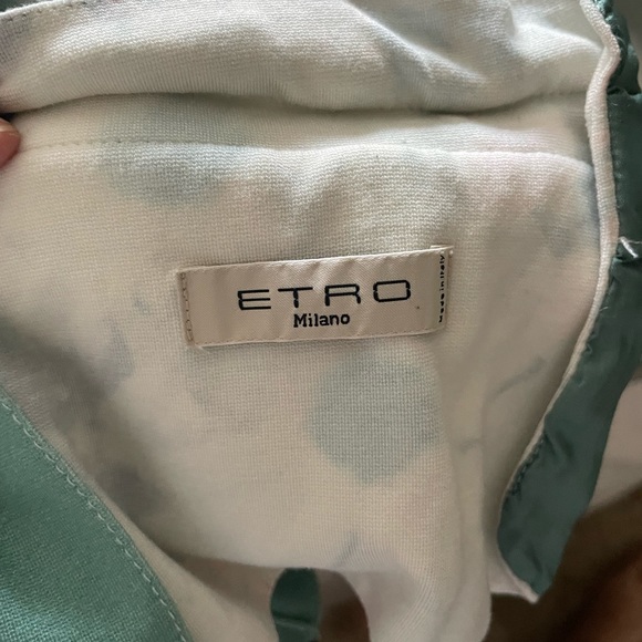 ETRO Knit Blazer Floral Print Turquoise Size 42 US Size 6 - Picture 6 of 9